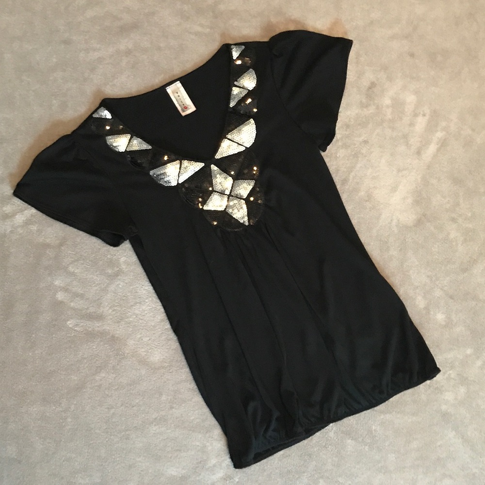 Black blouse with sequence design